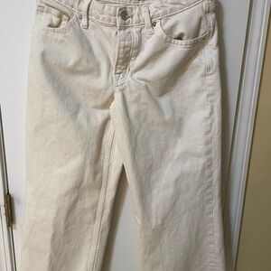 Free People We The Free Ivory Straight Leg Jeans Size 27 🤍 High Rise Raw Hem